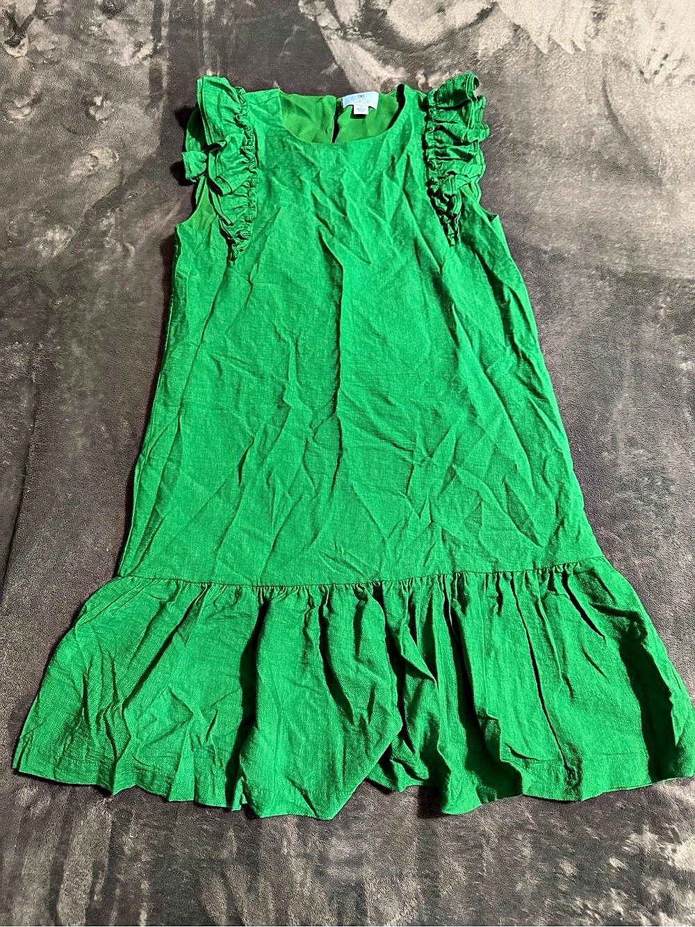 CeCe Flutter Sleeve Shift Dress with Ruffle Hem Womens Size 8 Green